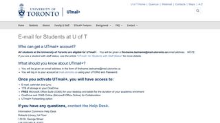 
                            3. E-mail for Students at U of T - UTmail+ - University of Toronto - Uoft Webmail Portal