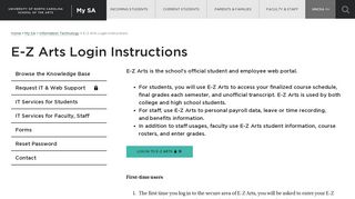 E-Z Arts Login Instructions - UNCSA
