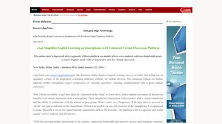 
                            9. eAge Simplifies English Learning on Smartphones with ... - PTI - Www Eagetutor Com Portal