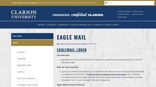 
                            1. Eagle Mail - Clarion University - Clarion Email Portal