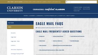 
                            8. Eagle Mail FAQs - Clarion University - Clarion Email Portal