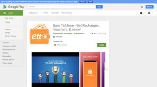 
Earn Talktime - Get Recharges, Vouchers, & more! - Apps on ...  
