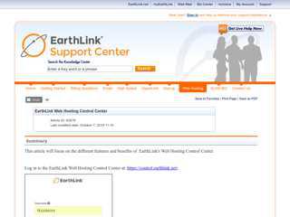 EarthLink Web Hosting Control Center
