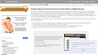 Easiest Way to Forward Ports on the ZyXEL C1000Z Router - Zyxel C1000z Default Portal