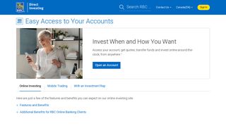 
Easy Access to Your Accounts - RBC Direct Investing  
