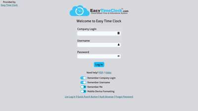 
                            1. Easy Time Clock - Standard Login