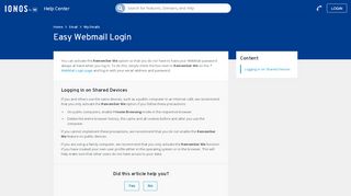
Easy Webmail Login - IONOS Help  
