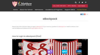 
                            7. eBackpack - St. Matthew Catholic School - San Antonio, TX - Ebackpack Sign In Student