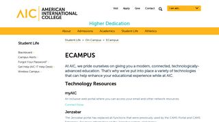 
                            3. ECampus | Student Life | AIC - American International College - Aic Login Portal