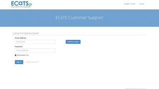 ECaTS Customer Support: Login - Ecats Login