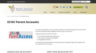
                            1. ECHO Parent Accounts - Napa Valley Unified School District - Parent Portal Nvusd