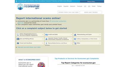 econsumer.gov: econsumer - Report international scams online!
