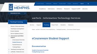 
                            8. eCourseware Student Support - The University of Memphis - Ecourseware Memphis Portal