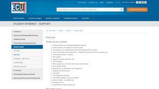 
                            8. ECU Intranet | Services : Student health : Support : Student - ECU Portal - Ecu Student Health Portal