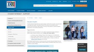 
                            6. ECU Intranet | Student health : Support : Student - ECU Portal - Ecu Student Health Portal