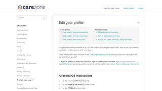 
                            1. Edit your profile - CareZone Help Center - Carezone Portal