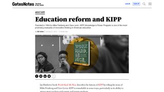 
Education reform and KIPP | Bill Gates - Gates Notes  
