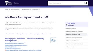 
                            8. eduPass for department staff - Department of Education - Staff Portal Det