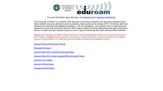 
                            7. eduroam for University of Hawai'i Users - UH Net HomePage - Uh Manoa Wifi Portal