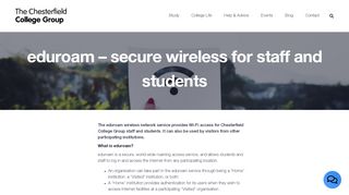 
                            3. eduroam - secure wireless for staff and students - Chesterfield ... - Chesterfield College Student Portal