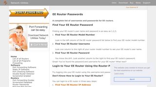 EE Router Passwords - Port Forwarding - Cannot Portal To My Ee Account