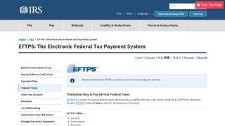 
                            2. EFTPS: The Electronic Federal Tax Payment System | Internal ... - Welcome To Eftps Portal