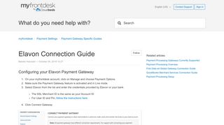 
Elavon Connection Guide – myfrontdesk  
