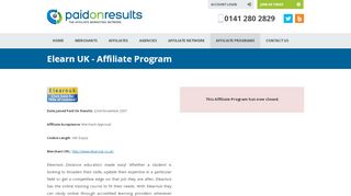 
                            8. Elearn UK - Affiliate Marketing Program by Paid On Results - Elearnuk Portal