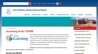 eLearning at the YCDSB – York Catholic District School Board - Ycdsb D2l Login