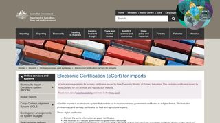 
                            6. Electronic Certification (eCert) for imports - Department of ... - Mpi E Cert Portal