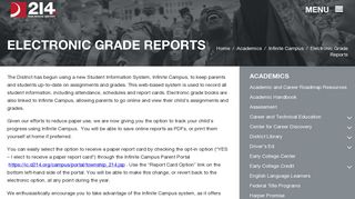 
                            3. Electronic Grade Reports - Infinite Campus | d214 - Infinite Campus Student Portal D2