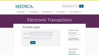 
                            4. Electronic Transactions Login - Medica - Medica Connect Provider Portal