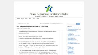 
                            7. eLICENSING and webDEALER/eTAG Issues | TxDMV ... - Texas Etag Portal