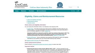 
Eligibility and Claims Resources - UniCare State Indemnity Plan  
