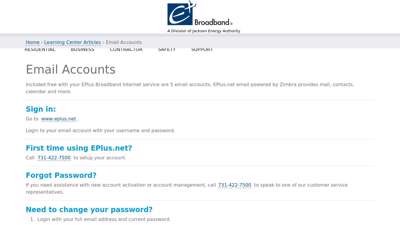 
Email Accounts - EPlus Broadband
