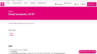 
Email accounts: LG K7 | T-MOBILE SUPPORT  
