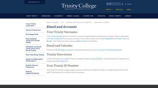 
                            2. Email and Accounts - Trinity College - Trinity Email Portal