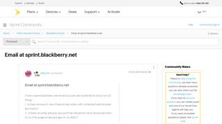 Email at sprint.blackberry.net - Sprint Community - Sprint Blackberry Net Email Portal