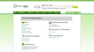 
                            2. Email & Homepage Support - biz.centurylink.net - Embarqmail Portal Email