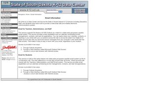 Email Information - State of South Dakota K-12 ... - K12.sd.us - K12 Webmail Portal