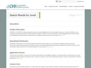 email | Search Results | Community Health Systems (CHS)