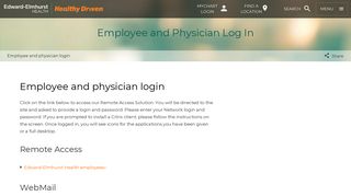 
                            1. Employee and physician login | Edward-Elmhurst Health - Elmhurst Hospital Employee Portal
