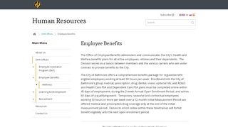 
                            2. Employee Benefits - Human Resources - City of Baltimore - Baltimore City Employee Portal