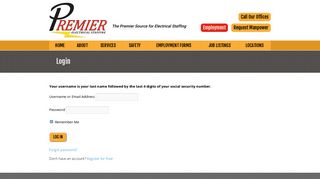 
                            7. Employee Login - Premier Electrical Staffing - Premier Employee Portal