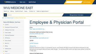 
Employee & Physician Portal | WVU Medicine - East  
