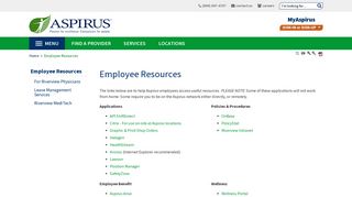 
                            6. Employee Resources | Aspirus Health Care - Aspirus Portal