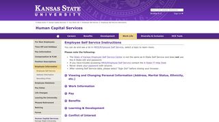
Employee Self Service Instructions - Kansas State University
