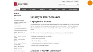 
                            2. Employee User Accounts — Albuquerque Public Schools - Aps Edu Email Portal