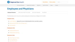 
                            2. Employees and Physicians - Regional One Health - Regional One Patient Portal