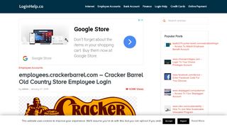 
                            7. employees.crackerbarrel.com - Cracker Barrel ... - Login Helps - Cracker Barrel Employee Work Schedule Portal
